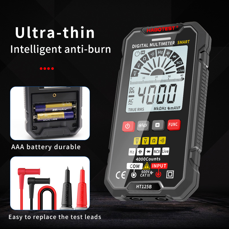 HABOTEST digitaalne multimeeter HT125A HT125B automaatne multimetro AC 600V DC 600V pinge 4000 loeb professionaalsete multimeetrite tester