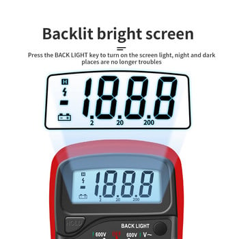 AN8205C Ψηφιακό πολύμετρο AC/DC Αμπερόμετρο Volt Ohm Tester Πολύμετρο με θερμοστοιχείο οπίσθιου φωτισμού LCD φορητό