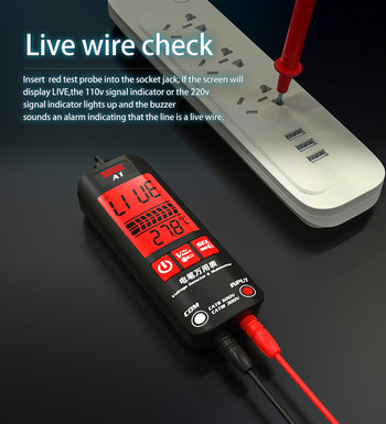 BSIDE A1 Έλεγχος τάσης ανιχνευτής πολύμετρου Έγχρωμη οθόνη ηλεκτρικό στυλό χωρίς επαφή Dual Range Live Wire test Μετρητής Ohm Hz NCV