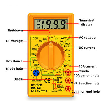 DT830B AC/DC LCD цифров мултицет 750/1000V волтметър амперметър ом тестер високобезопасен ръчен измервателен уред цифров мултицет