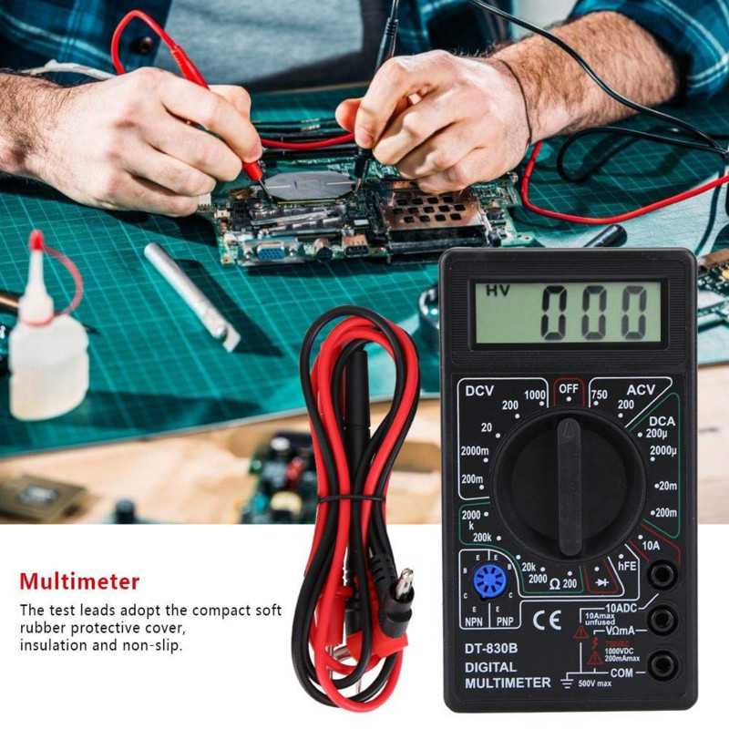 DT830B AC/DC LCD digitális multiméter 750/1000V Voltmérő Ampermérő Ohm Tesztelő Nagy biztonságú kézi mérő digitális multiméter