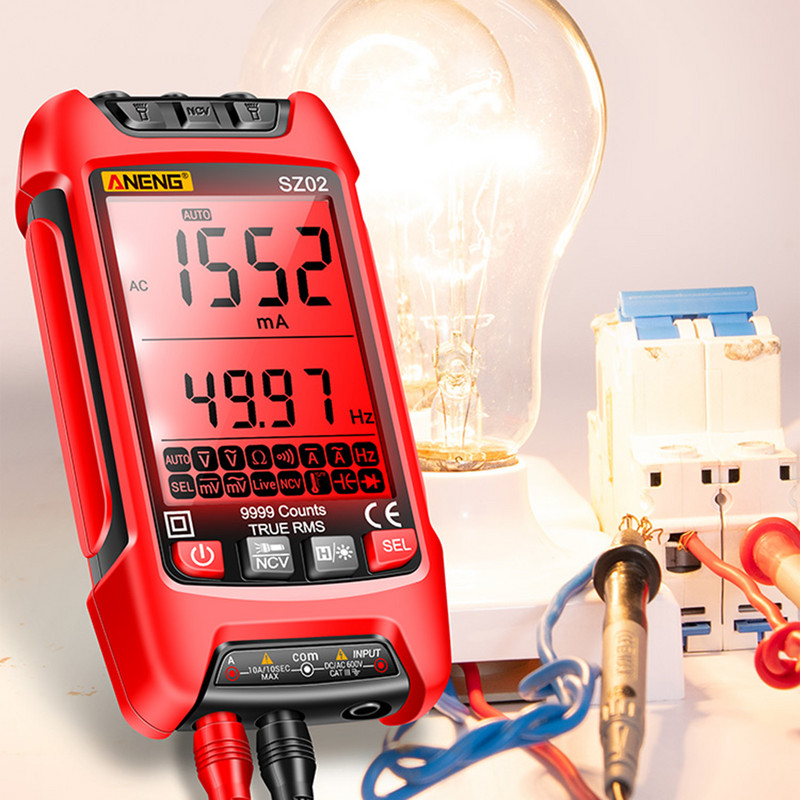 Multimetru digital inteligent ANENG SZ02 6000 de numărări True RMS Contor de capacitate electrică automată Tester de tranzistori de rezistență la temperatură
