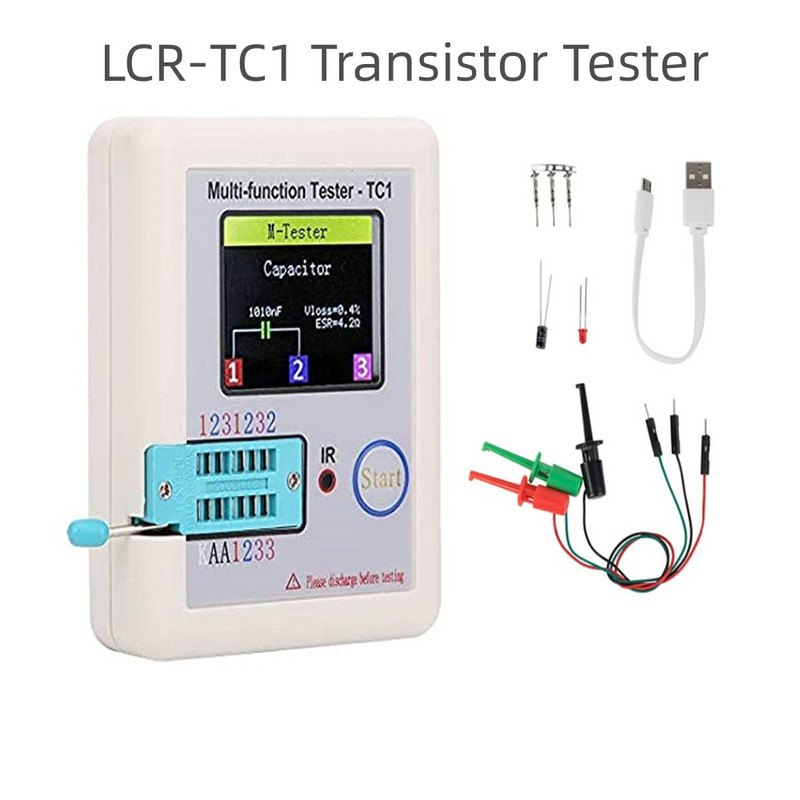LCR-TC1 1,8" TFT LCD kijelző, multiméter, tranzisztor tesztelő dióda trióda kondenzátor ellenállás érzékelő MOSFET NPN PNP triac MOS