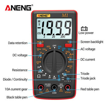 ANENG M1 Цифров мултицет esrMeter Multimetro Тестер True Rms Цифров мултицет Тестери Мултиметър Richmeters Dmm 400a 10A