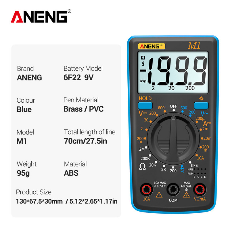 ANENG M1 Ψηφιακό πολύμετρο esrMeter Multimetro Tester True Rms Digital Multimeter Testers Multimeter Richmeters Dmm 400a 10A