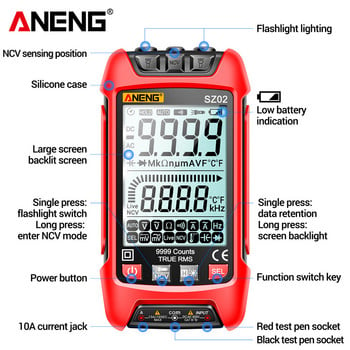 ANENG SZ02/01 Цифров мултицет Транзисторни интелигентни тестери 9999 броя True RMS Автоматичен измервател на електрически капацитет Температурно съпротивление