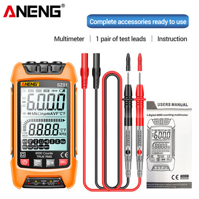 ANENG SZ02/01 digitaalse multimeetri transistori nutikad testrid 9999 loeb tõelist RMS-i automaatse elektrilise mahtuvusmõõturi temperatuuri takistus