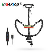 Turētājs LED Galda skavas lodēšana palīdzošas rokas Trešās rokas instrumenta lodēšanas stacija USB 3X apgaismots palielinātājs metināšanas remonta rīks