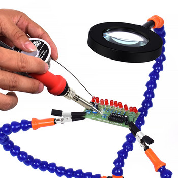 Στήριγμα επιτραπέζιου σφιγκτήρα LED Soldering Hands Helping Third Hand Soldering Station USB 3X Illuminated Magnifier Welding Repair Tool