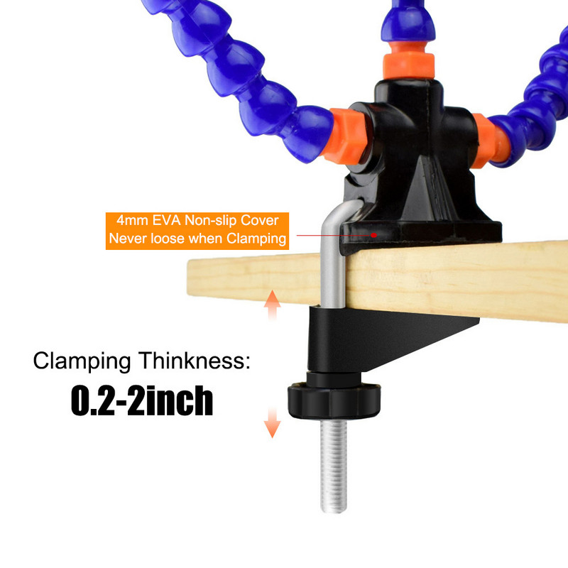 Turētājs LED Galda skavas lodēšana palīdzošas rokas Trešās rokas instrumenta lodēšanas stacija USB 3X apgaismots palielinātājs metināšanas remonta rīks