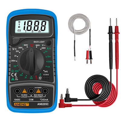 ANENG AN8205C digitális multiméter AC/DC ampermérő Volt Ohm Tesztelő Multiméter hőelemes LCD háttérvilágítással Hordozható