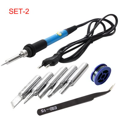 220V / 110V 60W Stație de lipit fier de lipit cu temperatură reglabilă cu 5 bucăți Flux de pastă de sârmă de lipit