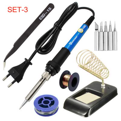 220V / 110V 60W Stație de lipit fier de lipit cu temperatură reglabilă cu 5 bucăți Flux de pastă de sârmă de lipit