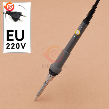 60W 220V Комплект електрически поялник Инструменти за заваряване с регулируема температура ЕС Щепсел 200-450 Целзий Сиво/Червен