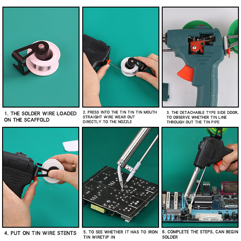 60 W elektromos forrasztópáka pisztoly kézi belső fűtés automatikusan küld ón pisztoly hegesztő szerszámokat 110V/220V EU USA csatlakozó