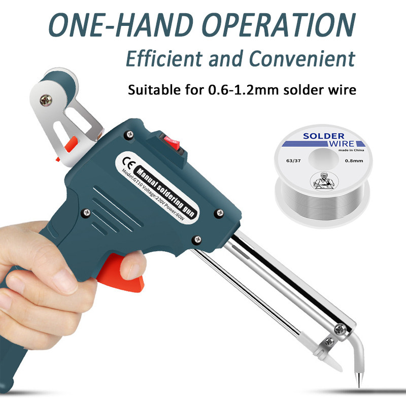 60 W elektromos forrasztópáka pisztoly kézi belső fűtés automatikusan küld ón pisztoly hegesztő szerszámokat 110V/220V EU USA csatlakozó