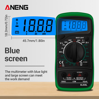 ANENG XL830L Ръчен цифров мултицет с LCD подсветка Преносим AC/DC амперметър Волтметър Ом Тестер за напрежение Измервател Multimetro