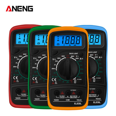 ANENG XL830L kézi digitális multiméter LCD háttérvilágítás Hordozható AC/DC ampermérő Voltmérő Ohm Feszültségmérő Multiméter