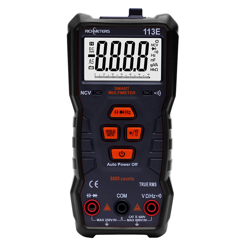 Multimetru digital RICHMETERS 6000 de numărări NCV Contor de tensiune AC/DC Auto Gaming Lumină bliț Lumină din spate TRUE RMS