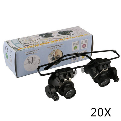 2LED fejre szerelhető világító mikroszkóp fejpántjavító LED lámpa fényű nagyító 20X szemüveg típusú dupla szem eszközzel