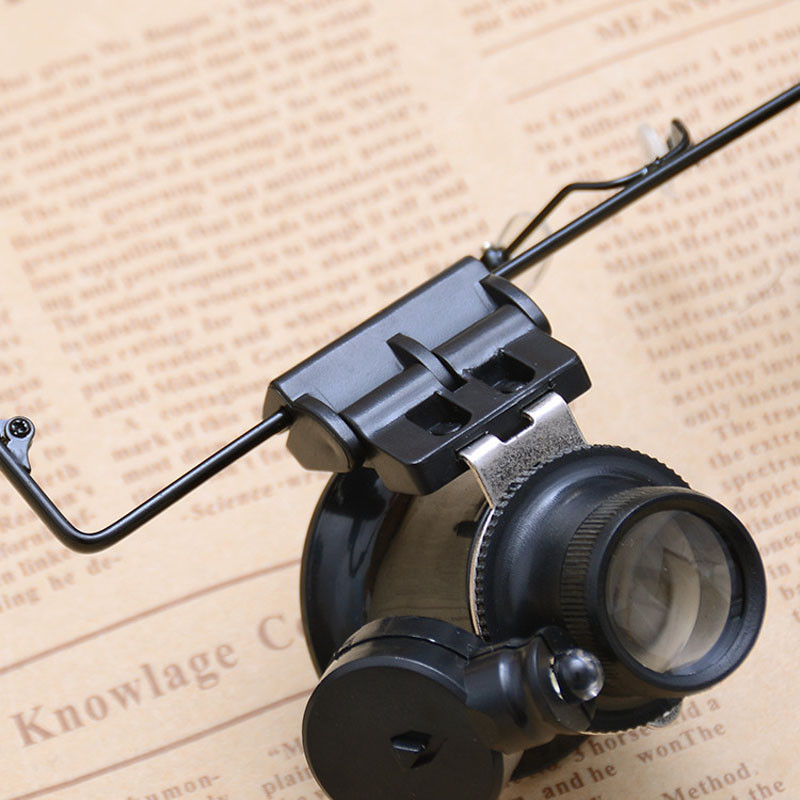 2LED fejre szerelhető világító mikroszkóp fejpántjavító LED lámpa fényű nagyító 20X szemüveg típusú dupla szem eszközzel