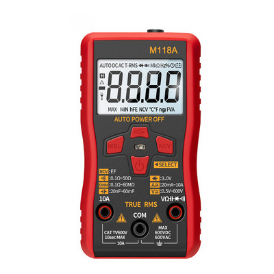 Multimetru digital Auto Mmultimetro True Rms Transistor Contor 6000 de conturi M118A Lanternă cu tester inteligent de păstrare a datelor NCV