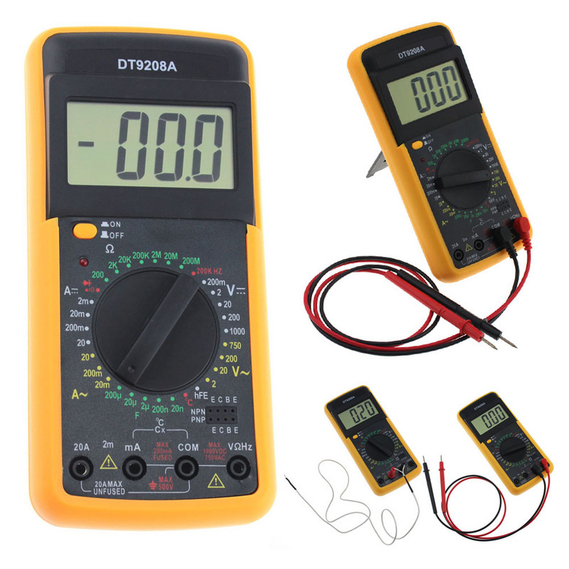 DT9208A Multimetru digital LCD profesional ampermetru portabil electric Voltmetru Rezistenta Capacitate Tester AC DC