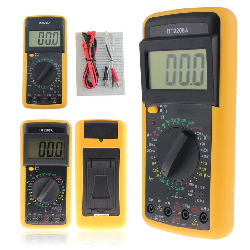 DT9208A Multimetru digital LCD profesional ampermetru portabil electric Voltmetru Rezistenta Capacitate Tester AC DC