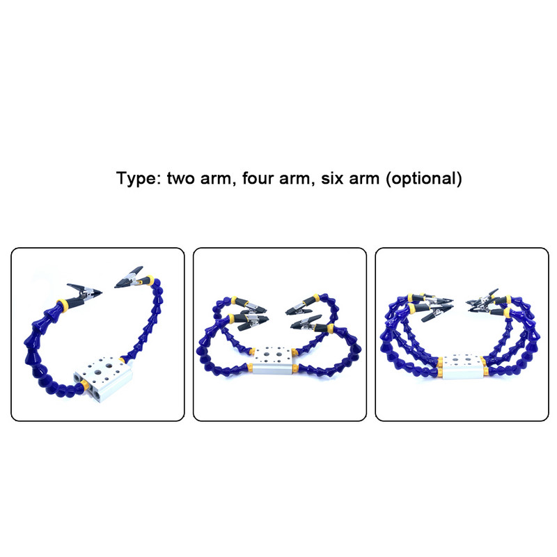 Πάγκοι Μέγγενη Επιτραπέζιο σφιγκτήρα με εύκαμπτο βραχίονα σφιγκτήρα από κράμα αλουμινίου Soldeirng Στήριγμα σιδήρου τυπωμένο κύκλωμα πλακέτας συγκόλλησης επισκευαστικό κλιπ