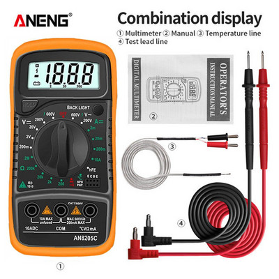 AN8205C digitaalne multimeeter AC/DC ampermeeter Volt Ohm Tester Multimetro termopaari LCD taustvalgustusega kaasaskantav
