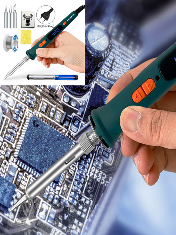 Instrumente de sudura cu pistol de lipit digital LCD de 120 W cu încălzire rapidă din ceramică, set de fier de lipit electric cu temperatură reglabilă