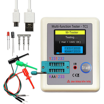 LCR-TC1 1,8 colio TFT LCD ekranas Daugiametrinis tranzistorių testeris Diodų triodų kondensatoriaus rezistorių testavimo matuoklis MOSFET NPN PNP Triac MOS