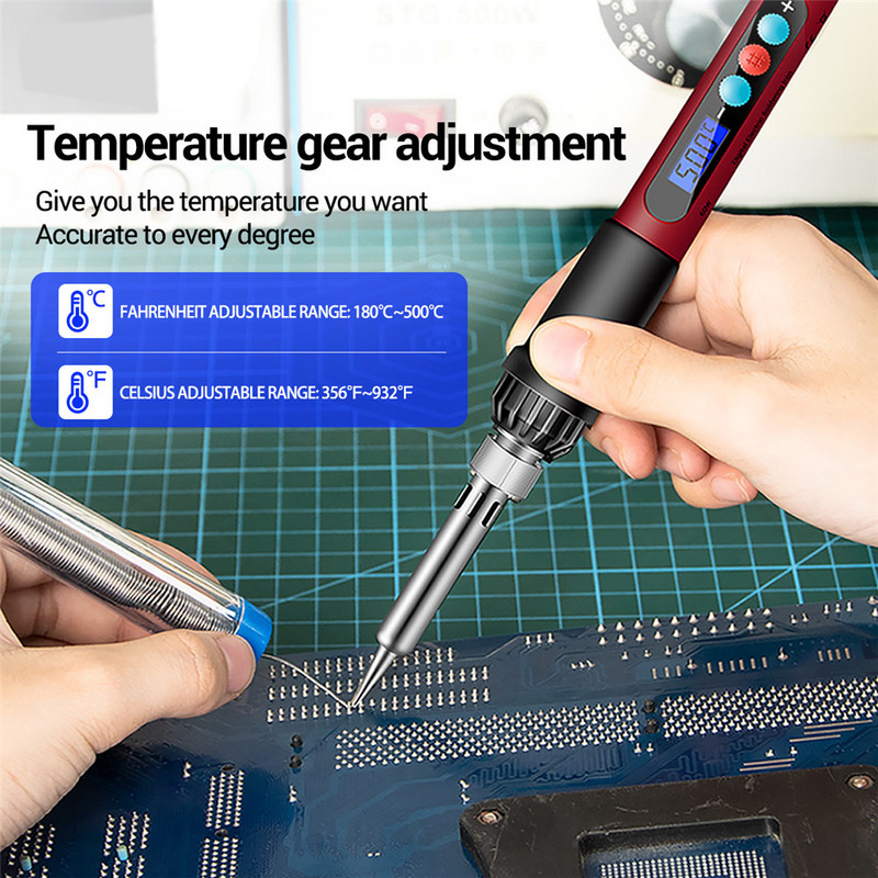 60W Električno lemilo LCD Digitalni zaslon Komplet s podesivom temperaturom Lem za zavarivanje Stanica za doradu Toplinska olovka 220V 110V