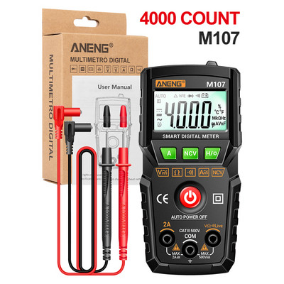 ANENG Nou M107 M108 Mini multimetru digital 4000 de numărători Tester de tensiune curent AC/DC fără contact Contor de rezistență și capacitate
