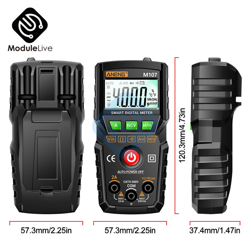 ANENG Nou M107 M108 Mini multimetru digital 4000 de numărători Tester de tensiune curent AC/DC fără contact Contor de rezistență și capacitate