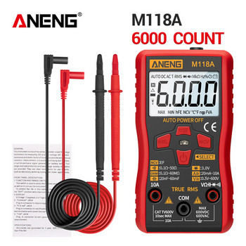 ANENG M118A Цифров мини мултицет тестер Auto Mmultimetro True Rms Tranistor Meter with NCV Data Hold 6000counts Фенерче