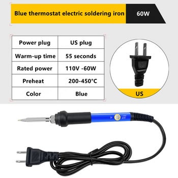 Мини електрически поялник Домакинска регулируема дръжка Температурна запояваща писалка Пистолет за запояване Ремонтен инструмент за запояване 60 W