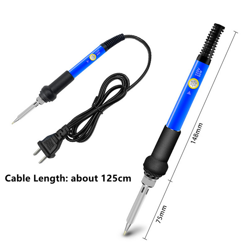 Mini elektriskais lodāmurs mājsaimniecības regulējams rokturis temperatūras lodēšanas pildspalva lodēšanas pistoles remonta lodēšanas rīks 60W