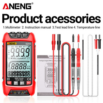 9999 Counts Цифров мултицет Auto Range True RMS Handheld Smart Digital Multimeter DC AC Voltage Current High Precision Tools