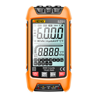 SZ01 SZ02 Multimetru digital inteligent 6000 de numărări Gamă automată True RMS DC AC Tensiune curent NCV Tester de rezistență cu lumini LED