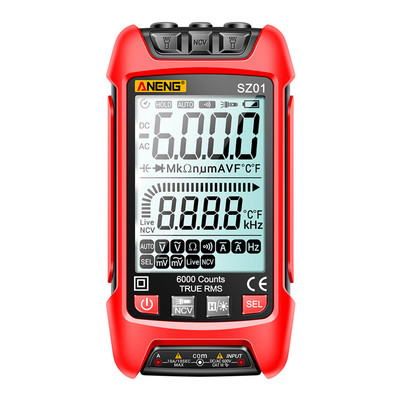 SZ01 SZ02 Multimetru digital inteligent 6000 de numărări Gamă automată True RMS DC AC Tensiune curent NCV Tester de rezistență cu lumini LED