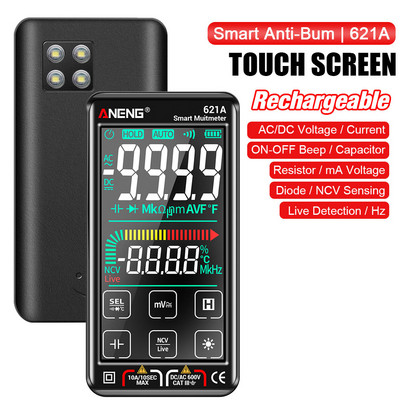 Automaatse ulatusega LCD puuteekraan NCV universaalne mitme meetri elektriline mahtuvus 9999 loeb 621A digitaalne nutikas multimeetri tester