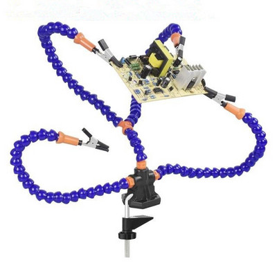 Pad satu asztali bilincs forrasztóállomás 3 db flexibilis karral forrasztóvas tartó PCB hegesztő javító harmadik kézi szerszám