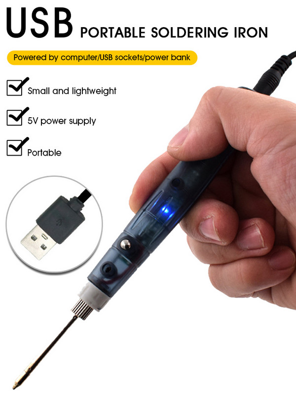 Pārnēsājams USB lodāmurs Profesionālie elektriskie sildīšanas instrumenti Pārstrādājiet ar indikatora gaismas roktura metināšanas pistoles BGA remonta rīku