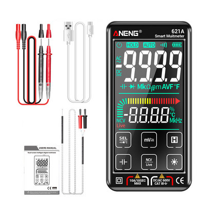 Ecran tactil LCD Contor universal NCV 621A Multimetru digital inteligent Gamă automată Contor de capacitate electrică automată 9999 de numărări