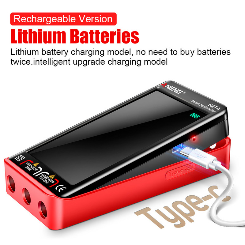 Ecran tactil LCD Contor universal NCV 621A Multimetru digital inteligent Gamă automată Contor de capacitate electrică automată 9999 de numărări