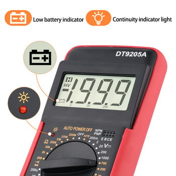 DT9205A Professional Digital Multimeter Tester Manual Range Voltage Current Meter Handheld Automotive Multimeter for Begarner