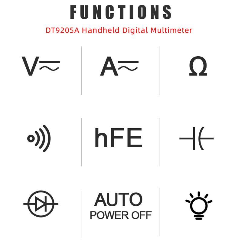 Tester multimetru digital profesional DT9205A Contor manual de tensiune pentru curent multimetru portabil pentru automobile pentru incepatori