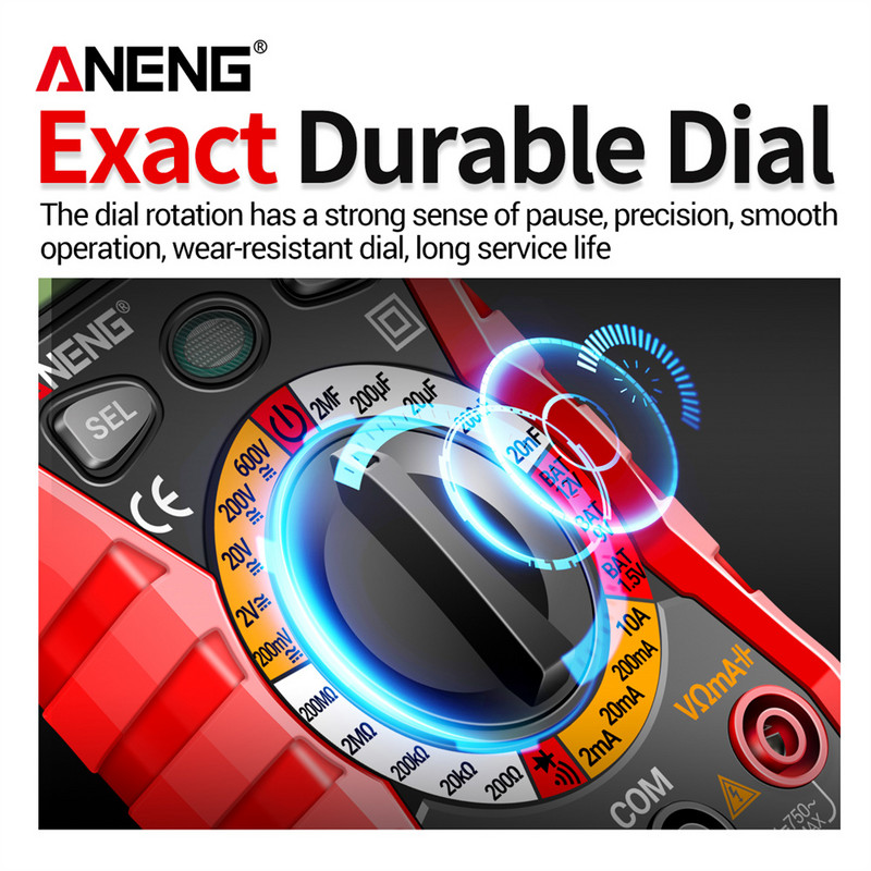 2000 de numărători Multimetru Rezistență diodă Capacitate Tester multimetru digital inteligent portabil Tensiune DC AC Unelte alimentate cu baterii