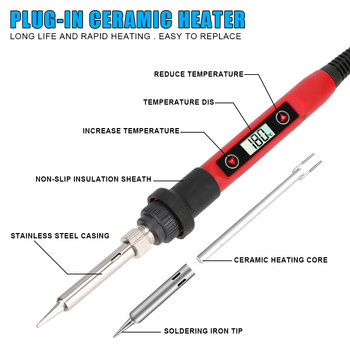 LCD дисплей Електрически поялник Поялник Инструменти за заваряване Ремонт 60 W Дръжка Нагряващ молив Регулируема температура